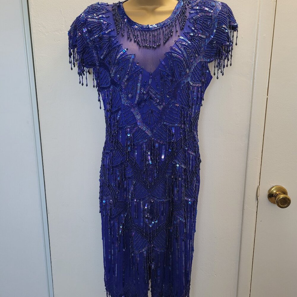 Laurence Kazar | Small | Royal Blue | Beaded 100% Pure Silk